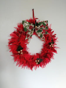 Red Christmas Tufty Wreath