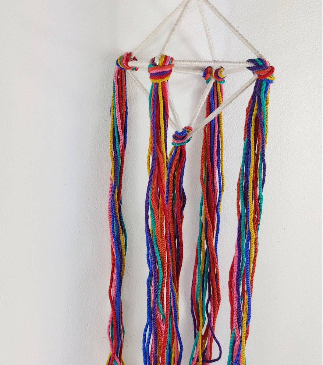 Geometric rainbow hanging ornament