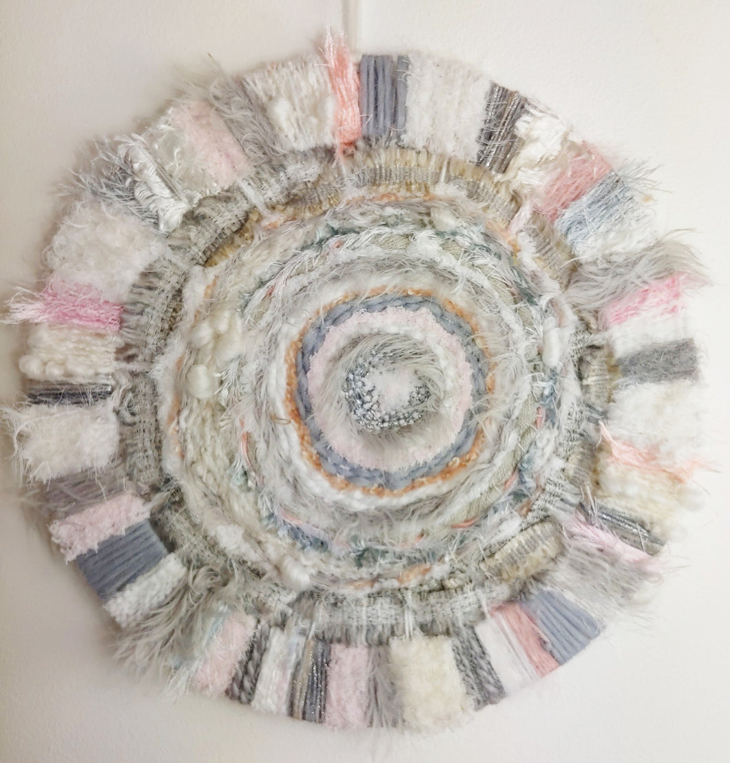 Pink, white and grey Circle Weave