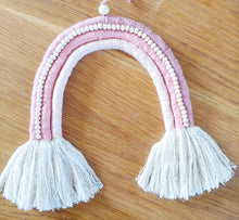 Load image into Gallery viewer, Pink beaded macrame rainbow
