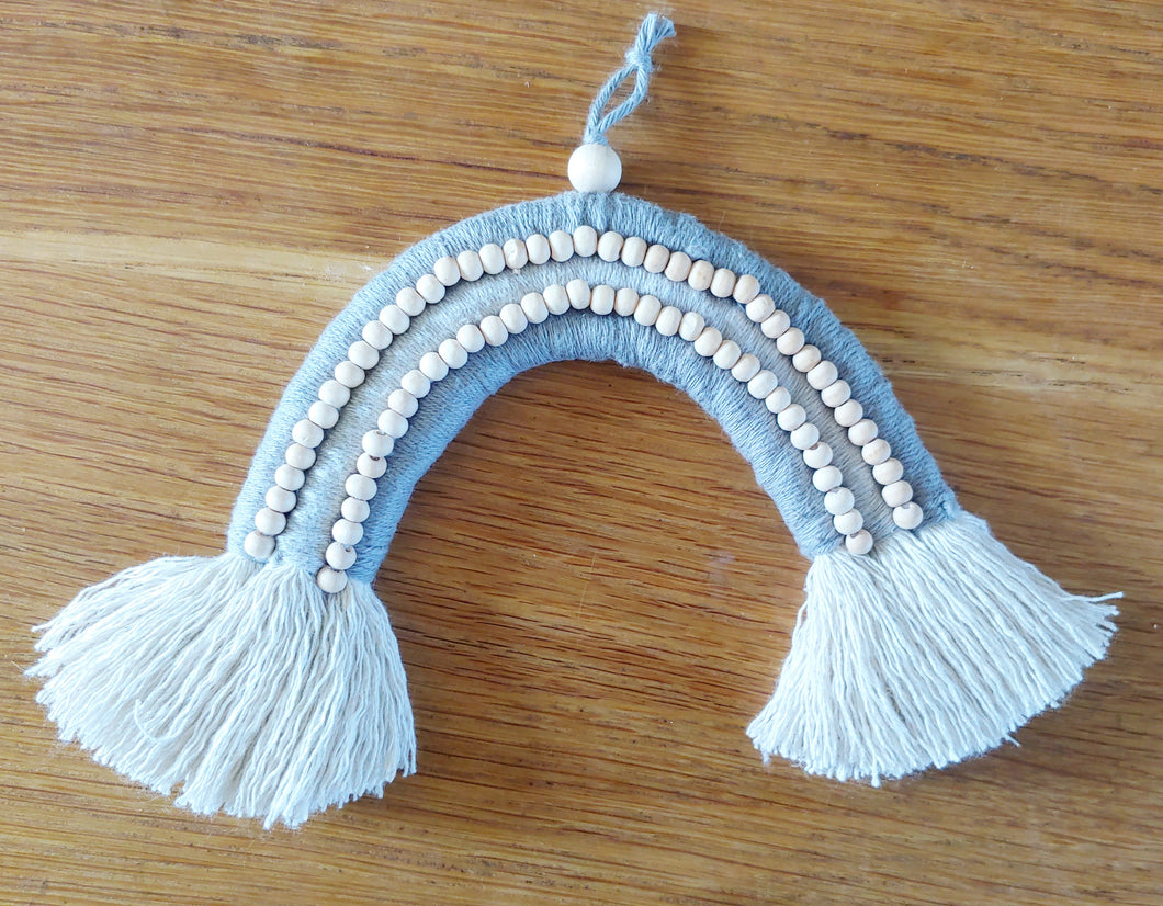 Grey beaded macrame rainbow