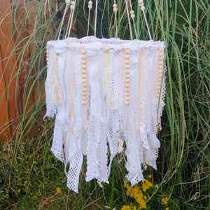 Neutral Beaded Lace Chandelier