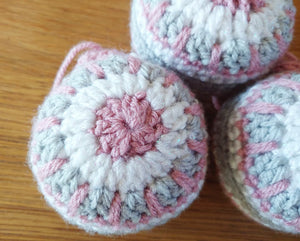 Blush and Grey Crochet Bauble