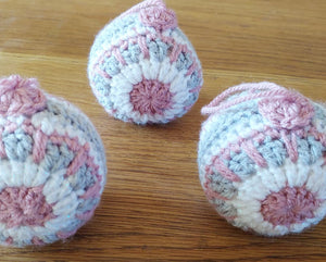 Blush and Grey Crochet Bauble