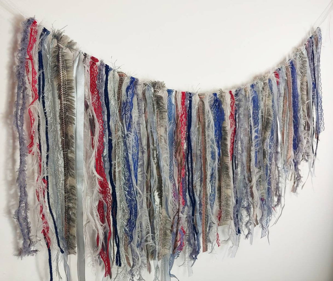 Grey & Blue Textile Garland